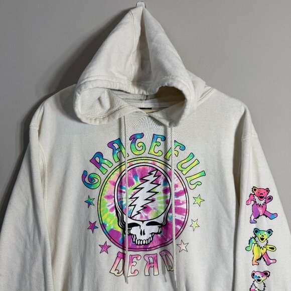 Grateful Dead Hooded Sweatshirt Pullover Hoodie Women's Medium Ivory Dead Head - Picture 6 of 12